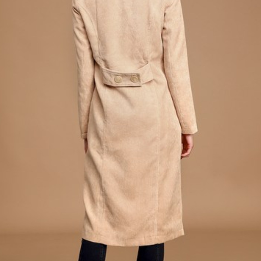 Lulus - Chic Beige Corduroy Trench Coat ! - Picture 2 of 8